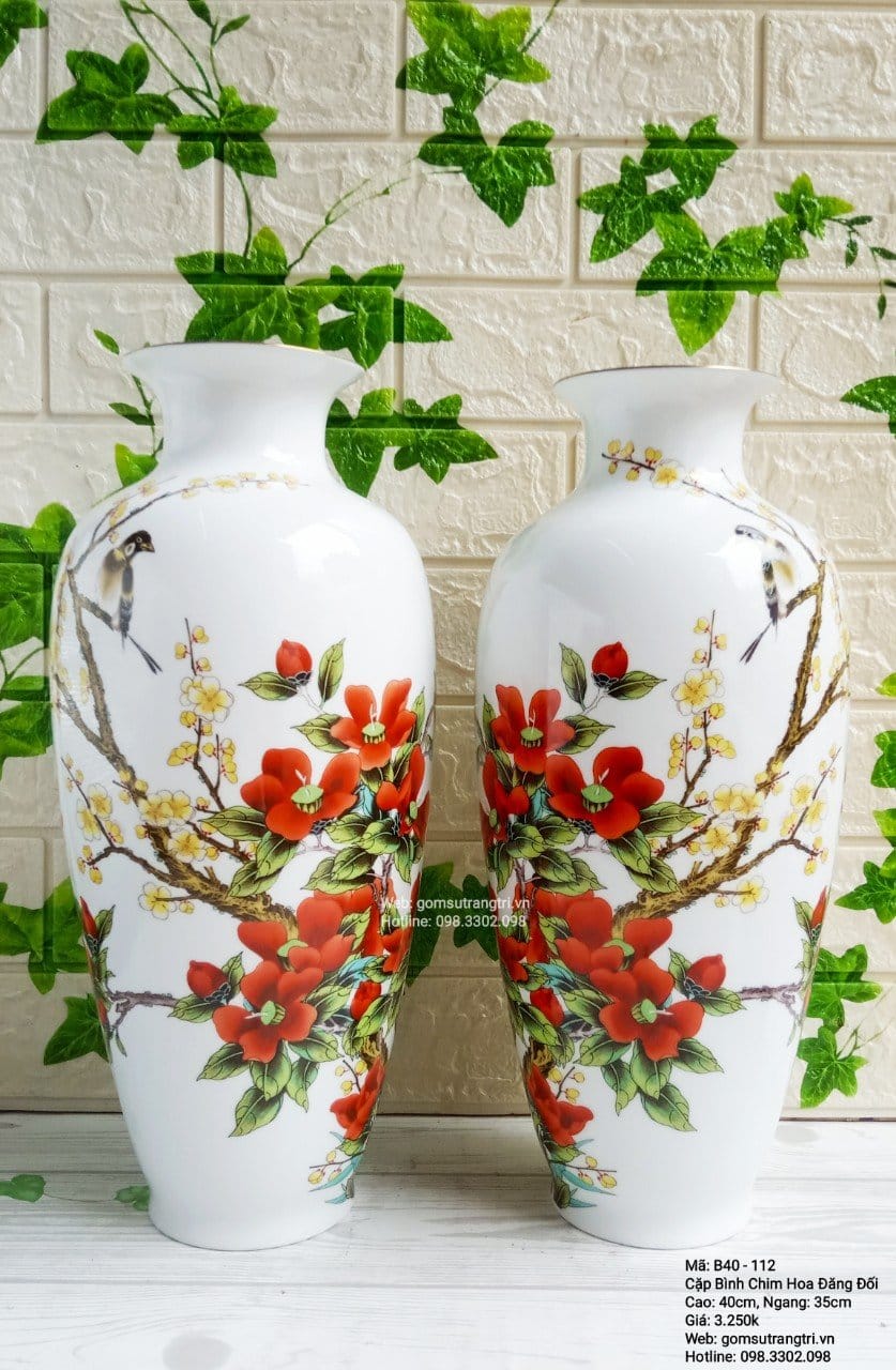 CẶP BÌNH CHIM HOA ĐĂNG ĐỐI